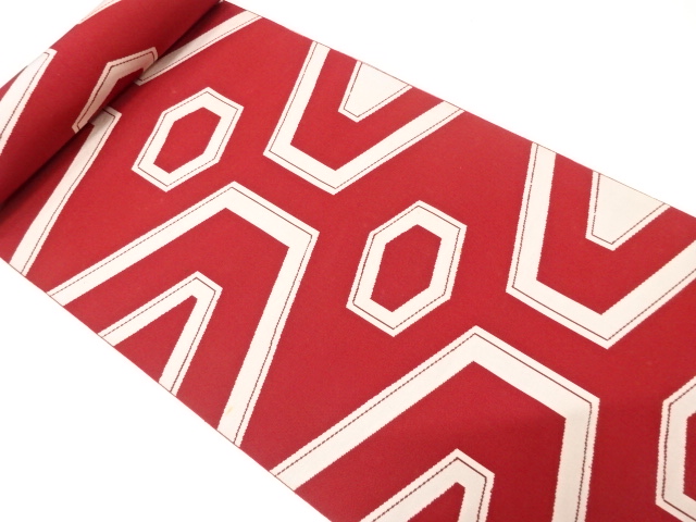 アンティーク　本場筑前博多　変わり亀甲模様織り出し　名古屋帯地反物